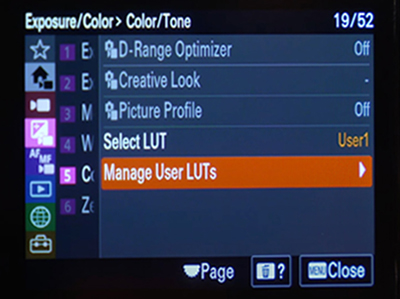 Profile LUT settings