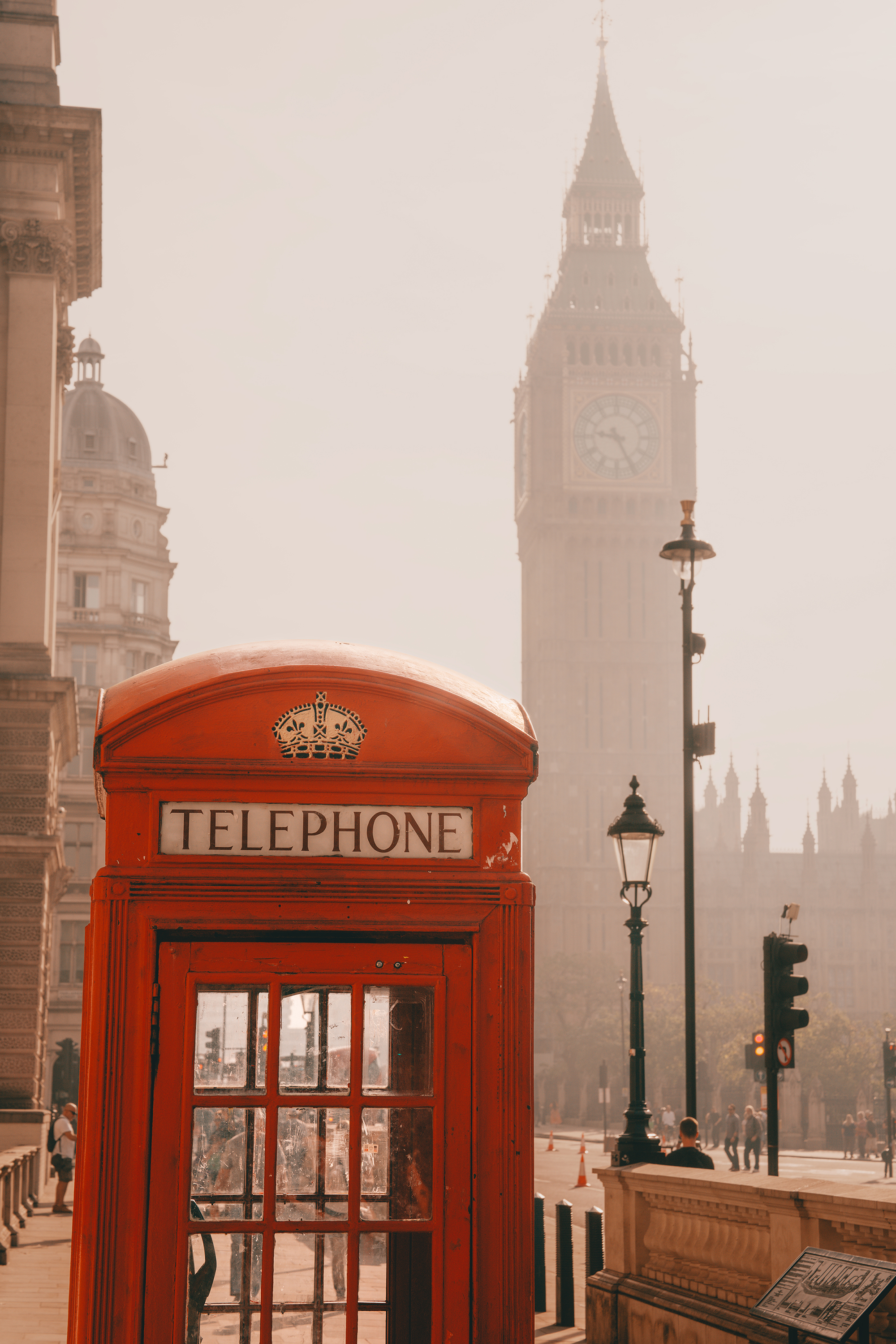 Red telephone booth with Big Ben in background